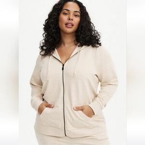 NWOT Torrid Beige Zip-Front Hooded Sweatshirt